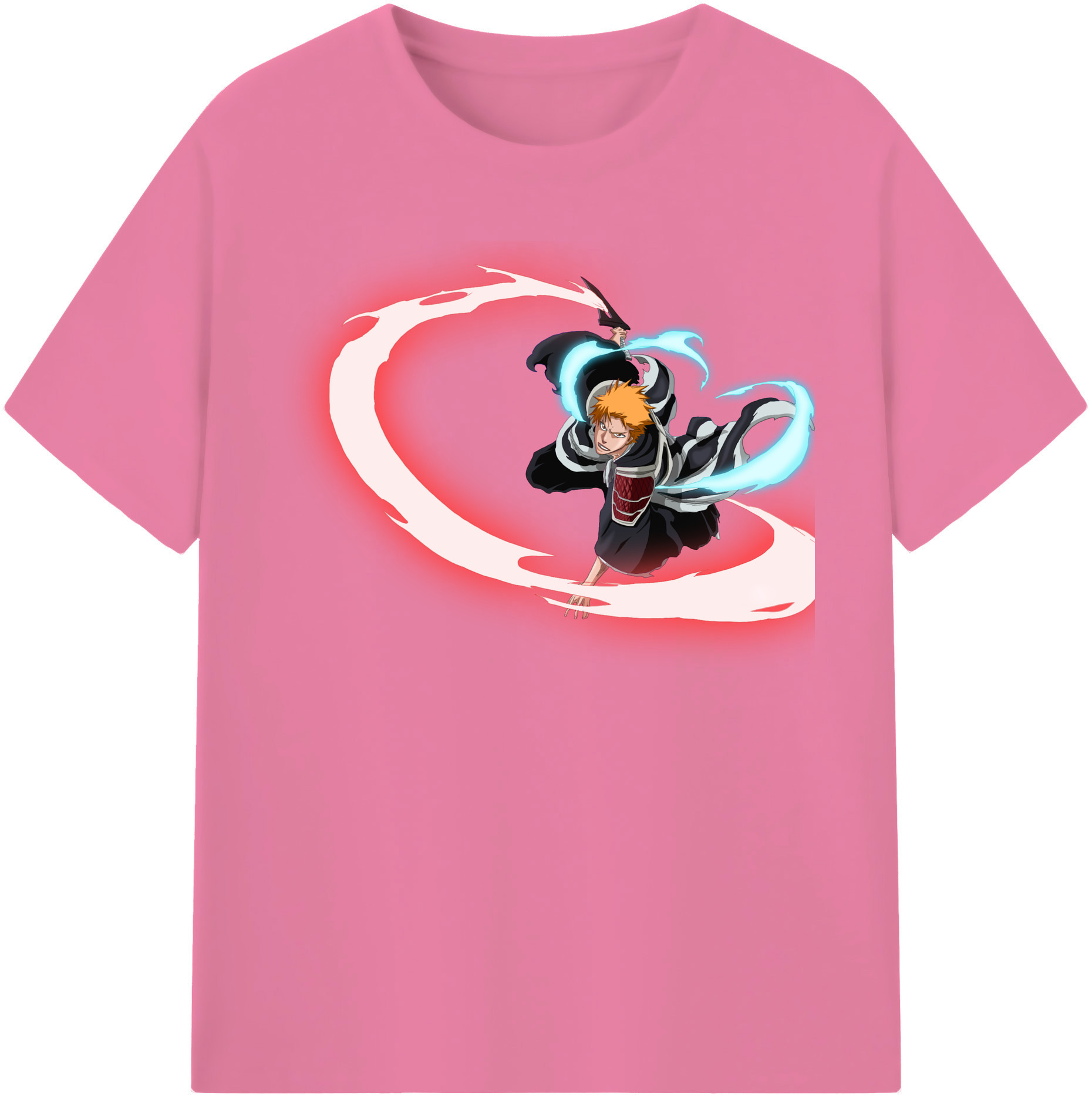 （画像用） ブリーチ 黒崎一護（くろさき いちご）BLEACH Kurosaki Ichigo 綿100％半袖Tシャツ（フロントプリント）